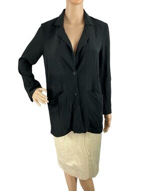 Eileen Fisher Black Relaxed Oversized Blazer Jacket Workwear Size XXS